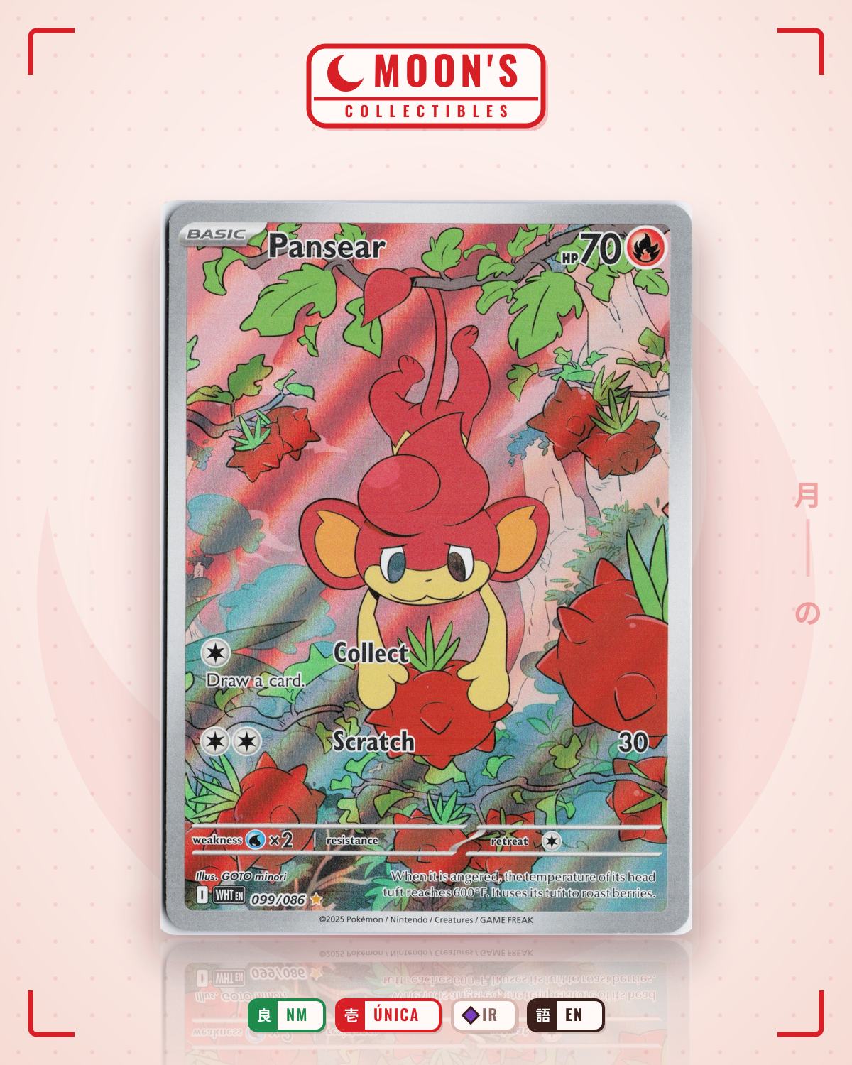 Carta Pokémon Pansear · White Flare #099/086 (NM) — pieza única en Moon's Collectibles México
