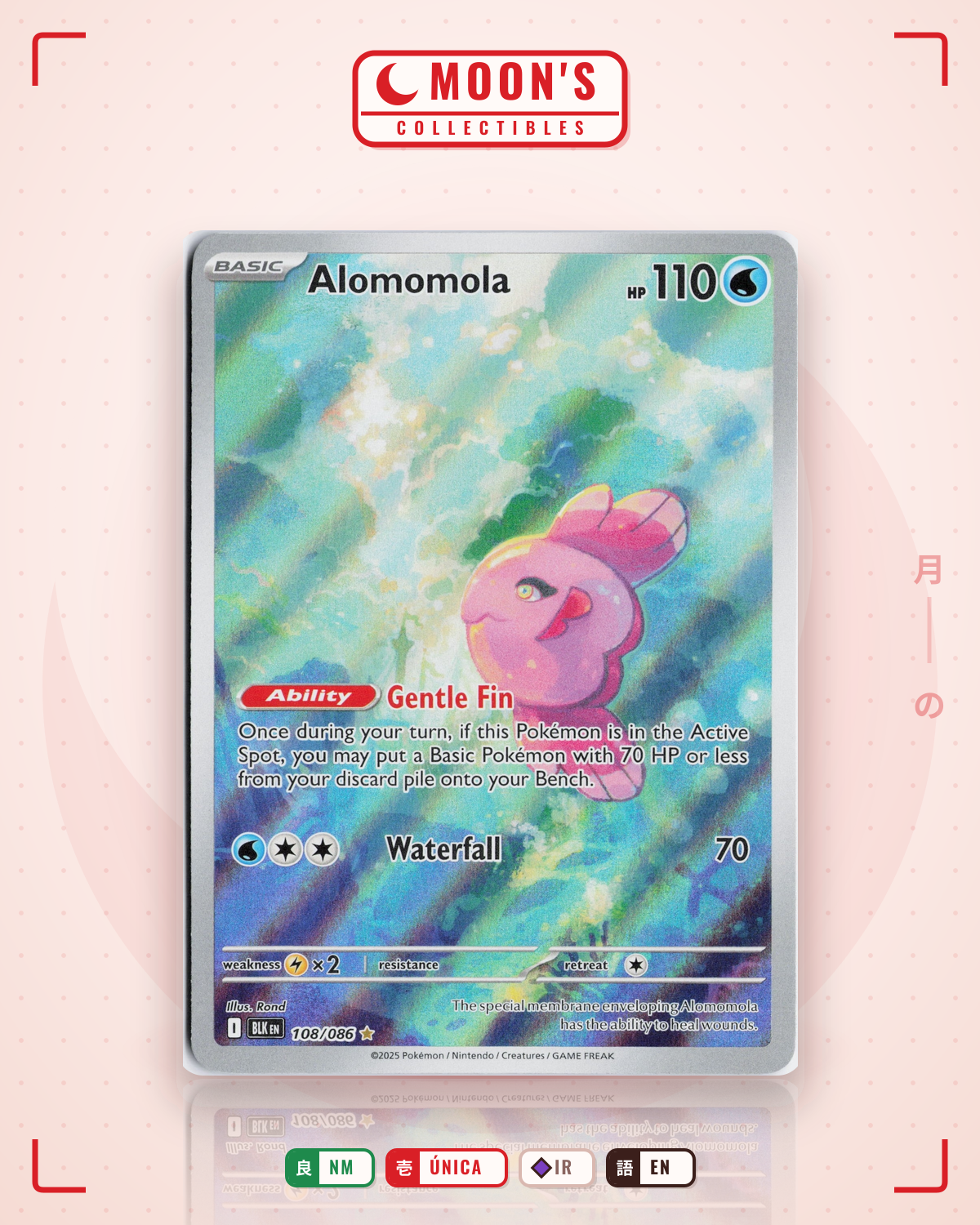 Carta Pokémon Alomomola · Black Bolt #108/086 (NM) — pieza única en Moon's Collectibles México