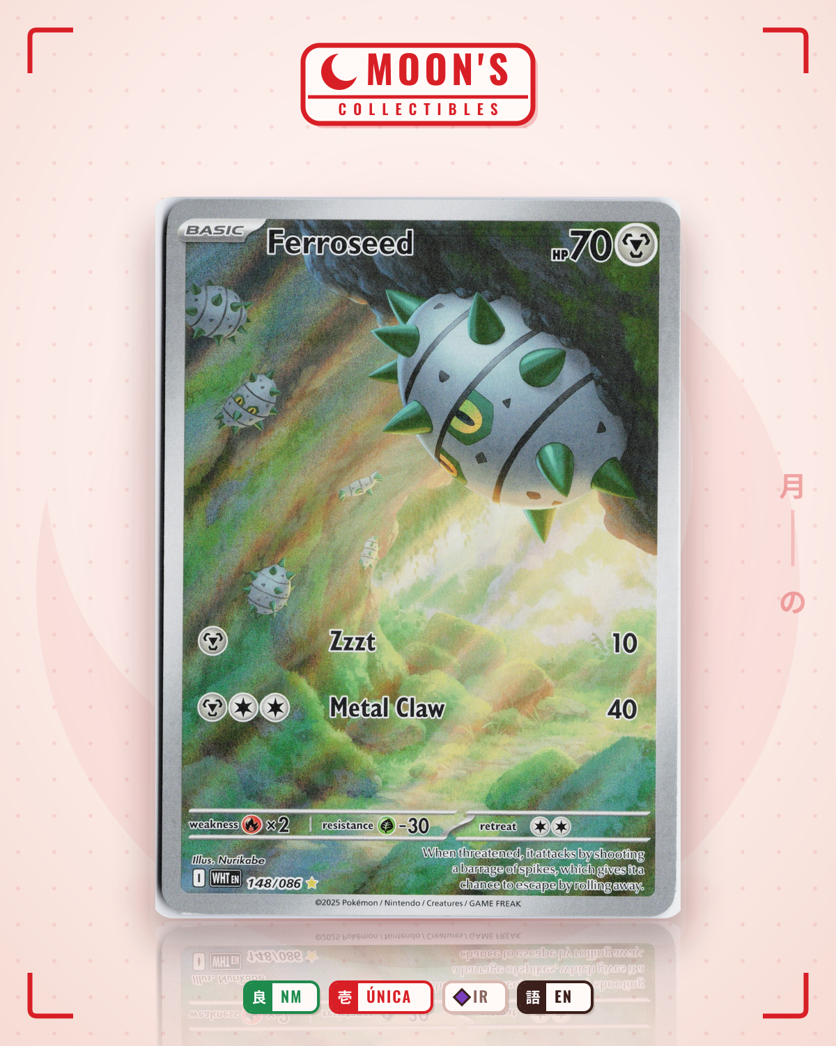 Carta Pokémon Ferroseed · White Flare #148/086 (NM) — pieza única en Moon's Collectibles México