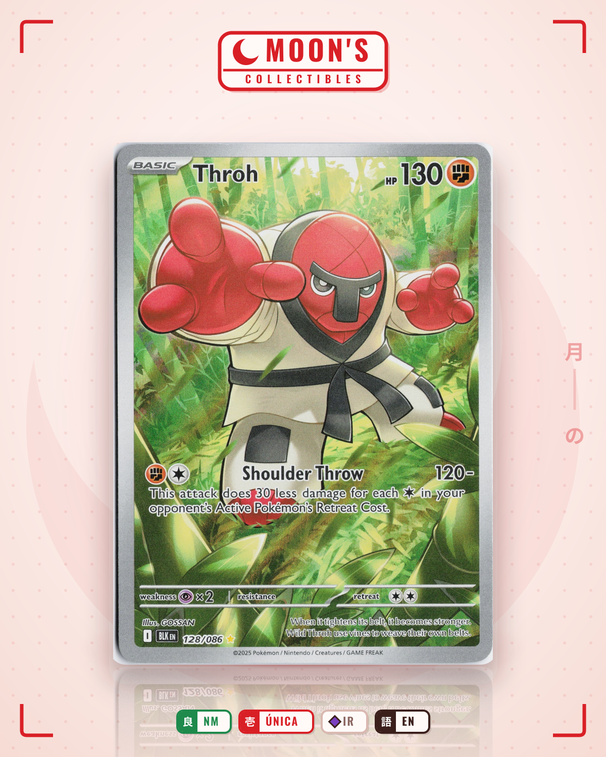 Carta Pokémon Throh · Black Bolt #128/086 (NM) — pieza única en Moon's Collectibles México
