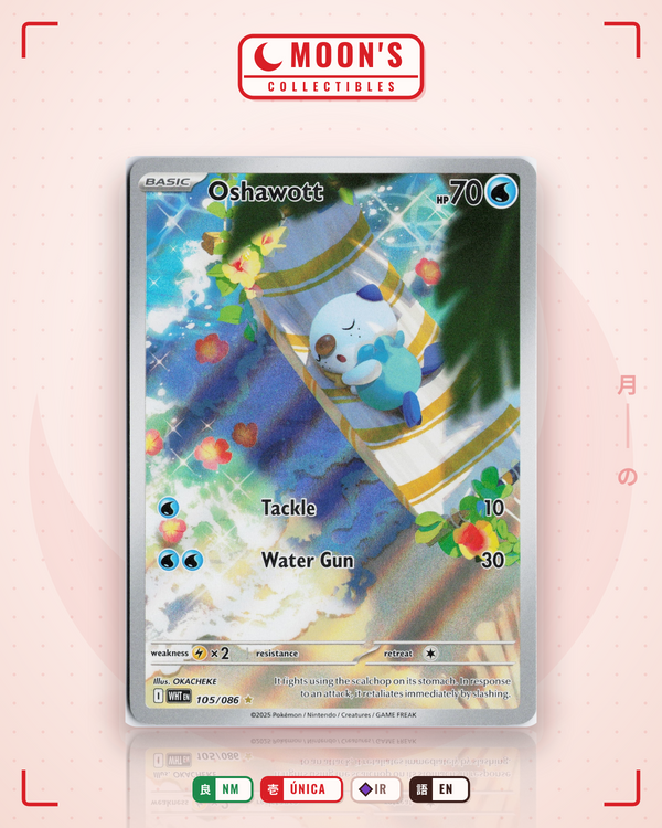 Carta Pokémon Oshawott · White Flare #105/086 (NM) — pieza única en Moon's Collectibles México