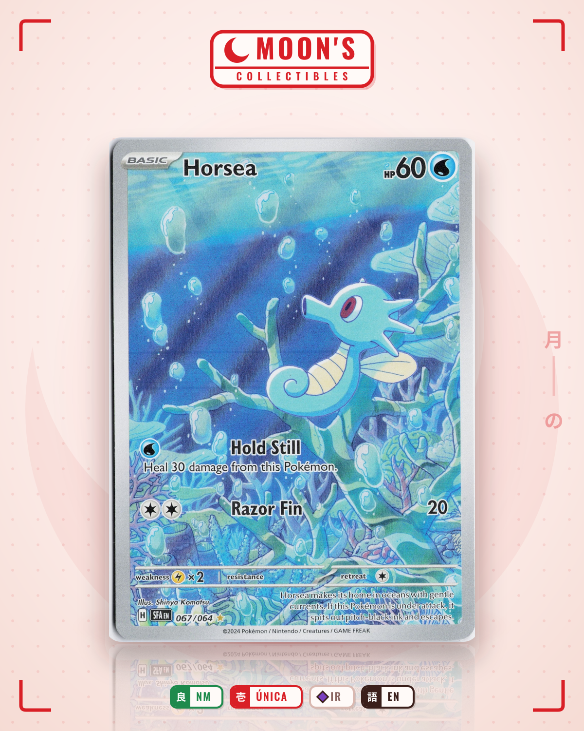 Carta Pokémon Horsea · Shrouded Fable #067/064 (NM) — pieza única en Moon's Collectibles México