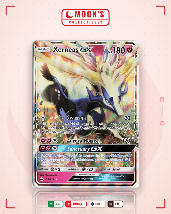 Carta Pokémon Xerneas-GX · Forbidden Light #90/131 (NM) — pieza única en Moon's Collectibles México