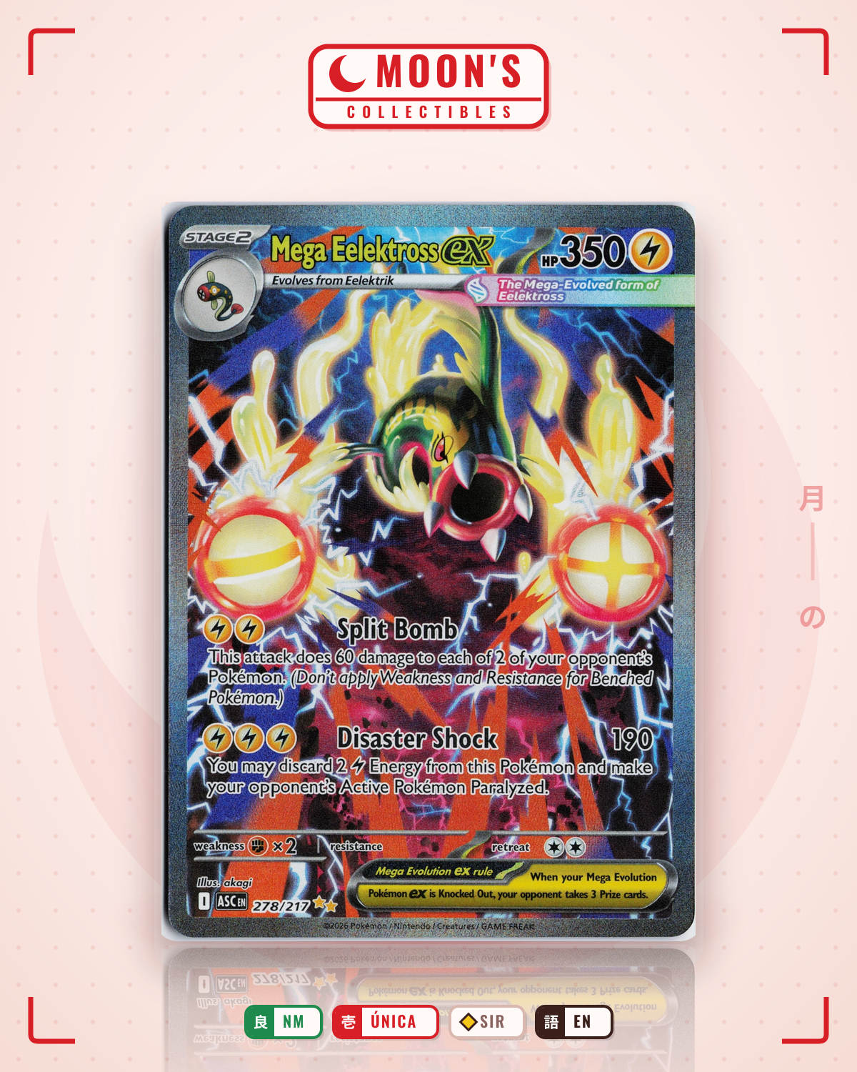 Carta Pokémon Mega Eelektross ex · Ascended Heroes #278/217 (NM) — pieza única en Moon's Collectibles México