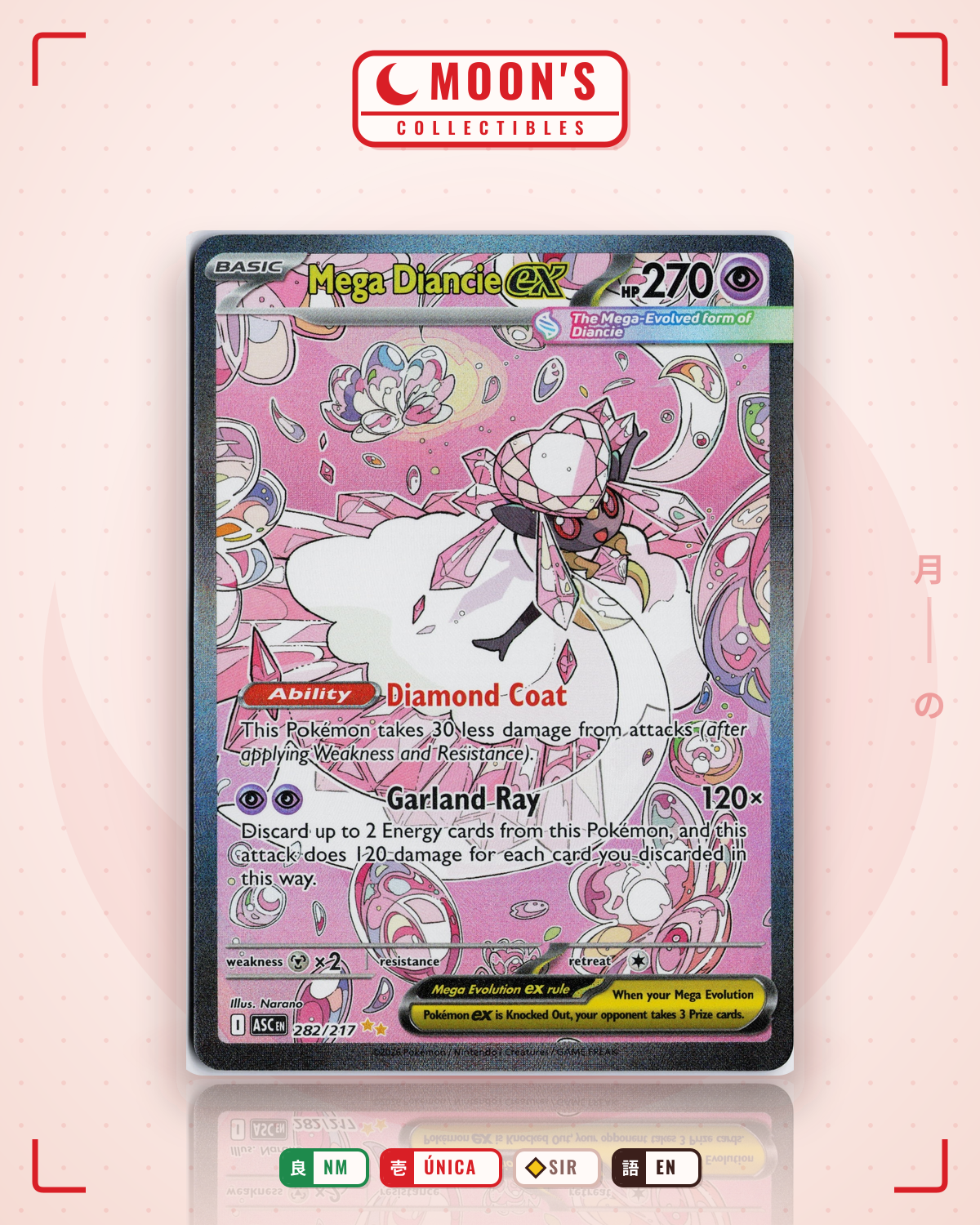 Carta Pokémon Mega Diancie ex · Ascended Heroes #282/217 (NM) — pieza única en Moon's Collectibles México
