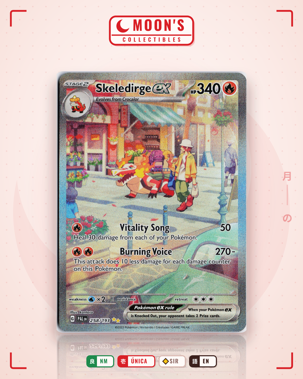 Carta Pokémon Skeledirge ex · Paldea Evolved #258/193 (NM) — pieza única en Moon's Collectibles México