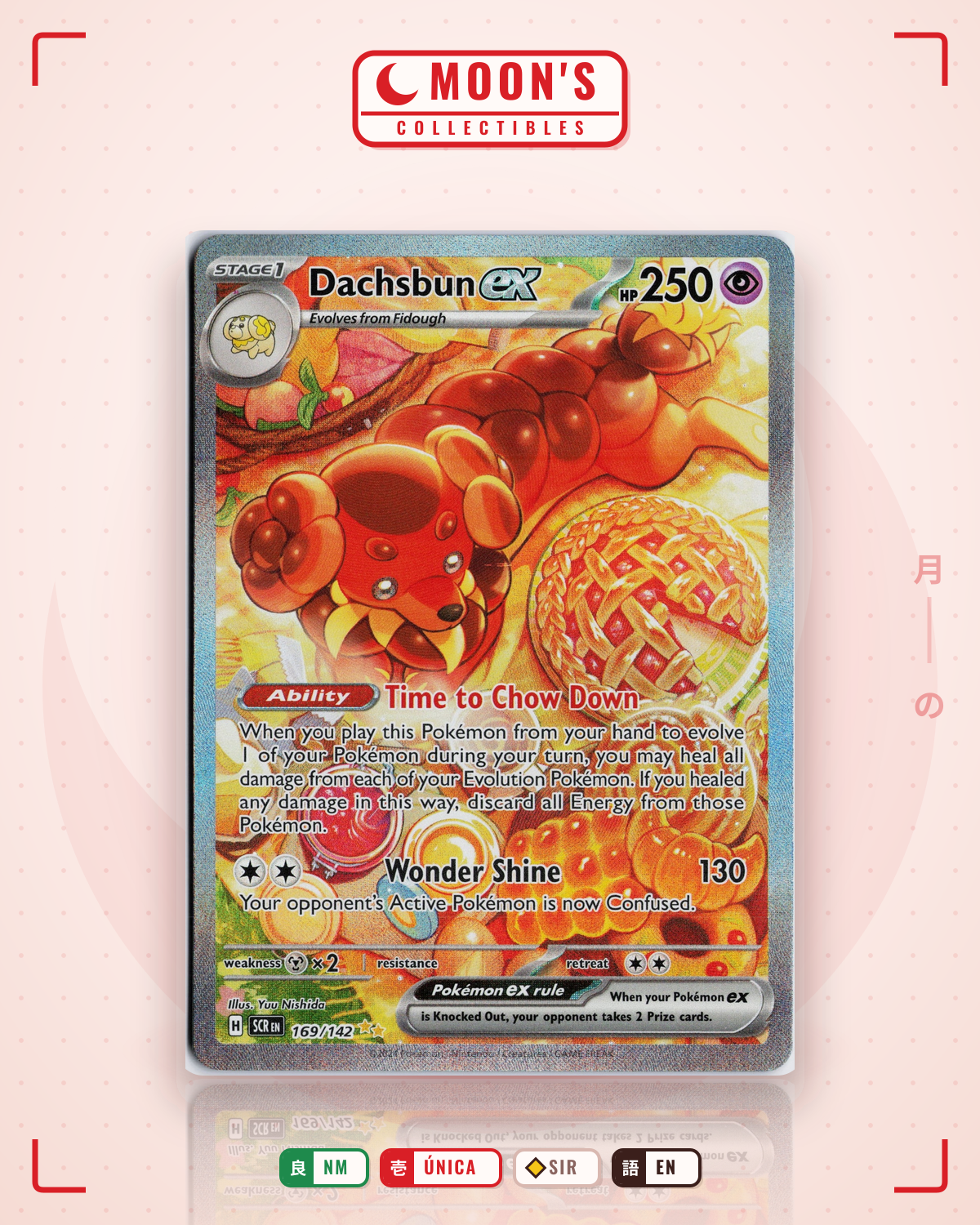 Carta Pokémon Dachsbun ex · Stellar Crown #169/142 (NM) — pieza única en Moon's Collectibles México