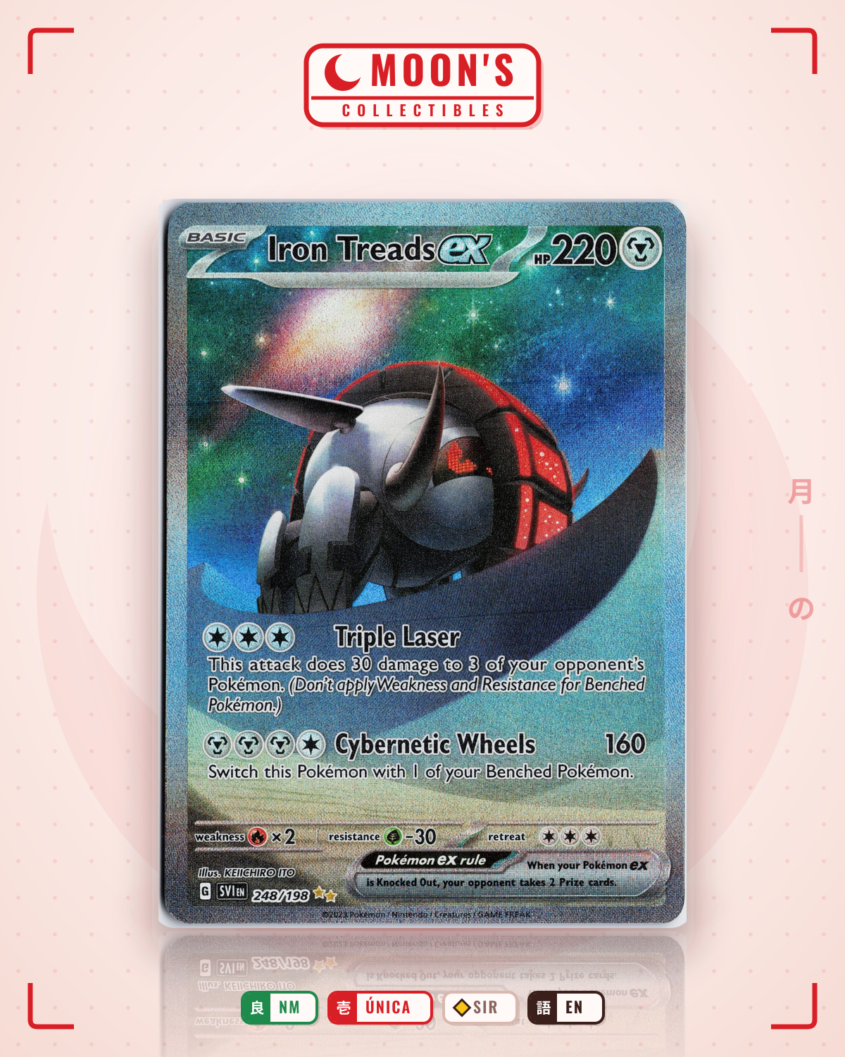 Carta Pokémon Iron Treads ex · Scarlet & Violet #248/198 (NM) — pieza única en Moon's Collectibles México