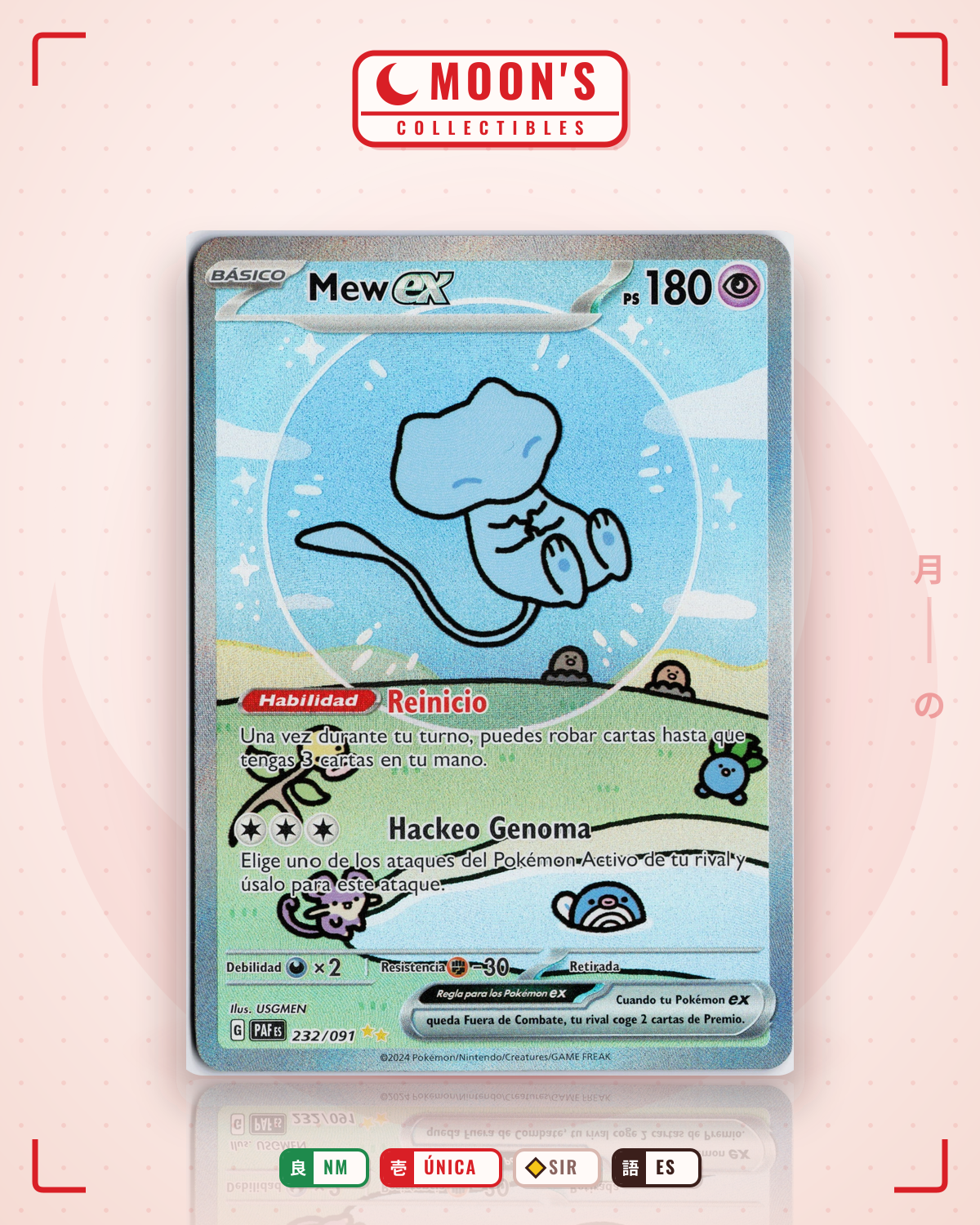 Carta Pokémon Mew ex · Paldean Fates #232/091 (NM) — pieza única en Moon's Collectibles México