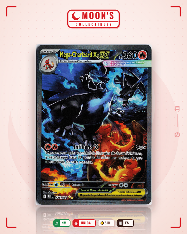 Carta Pokémon Mega Charizard X ex · Phantasmal Flames #125/094 (NM) — pieza única en Moon's Collectibles México
