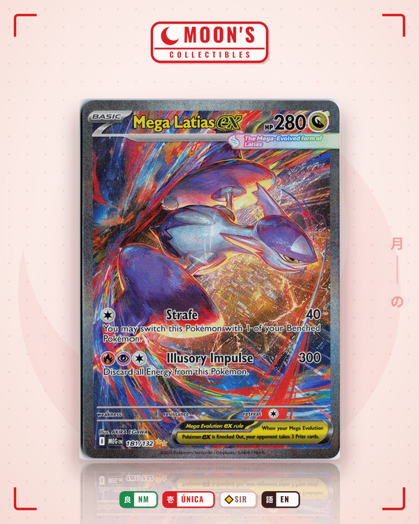 Carta Pokémon Mega Latias ex · Mega Evolution #181/132 (NM) — pieza única en Moon's Collectibles México