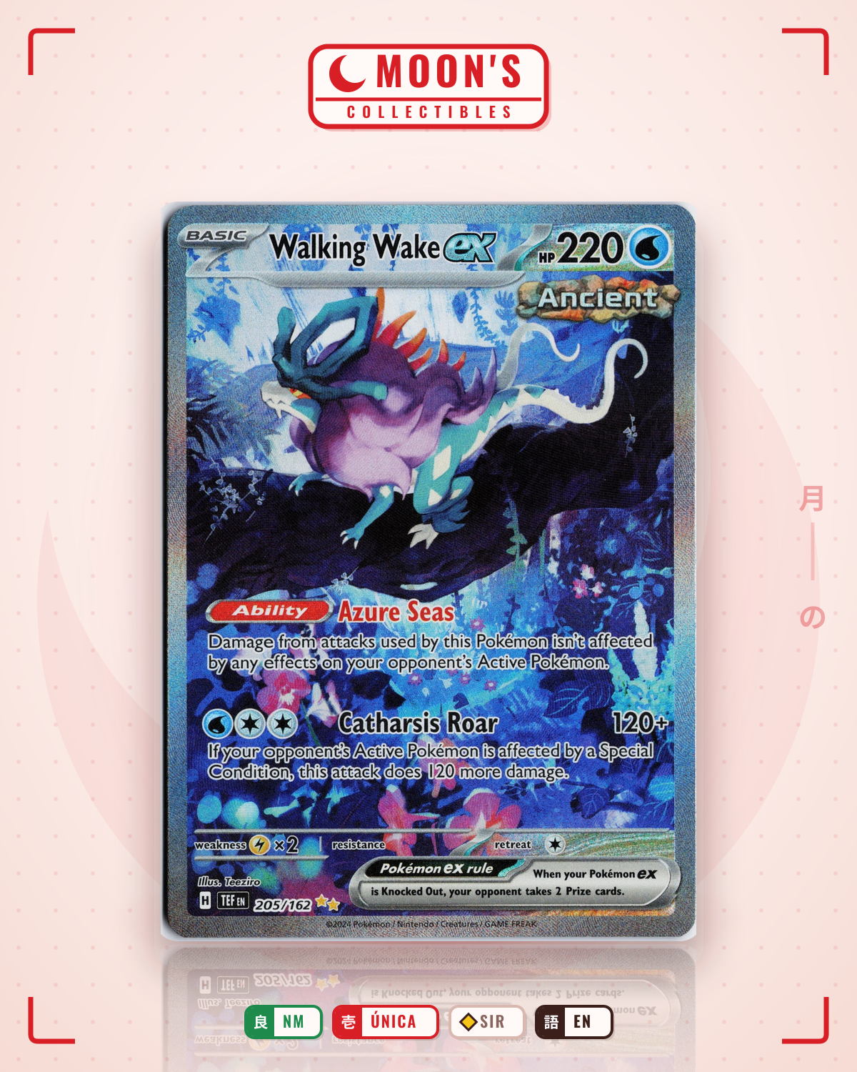 Carta Pokémon Walking Wake ex · Temporal Forces #205/162 (NM) — pieza única en Moon's Collectibles México
