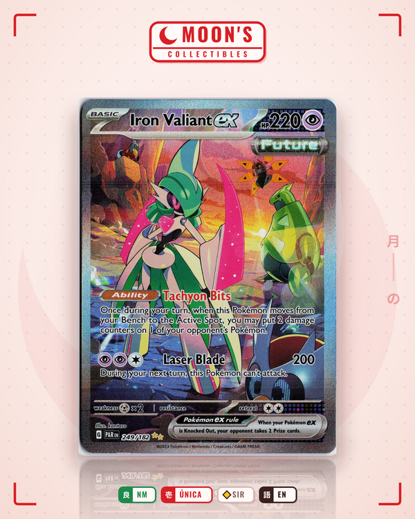 Carta Pokémon Iron Valiant ex · Paradox Rift #249/182 (NM) — pieza única en Moon's Collectibles México