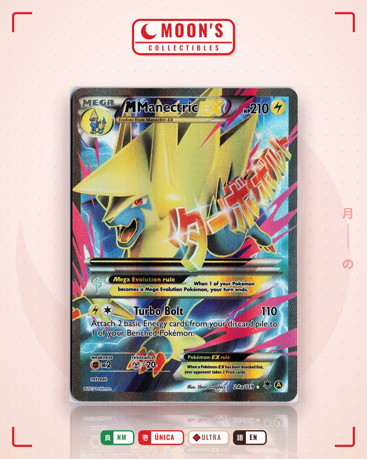 Carta Pokémon M Manectric-EX · Phantom Forces #24a/119 (NM) — pieza única en Moon's Collectibles México