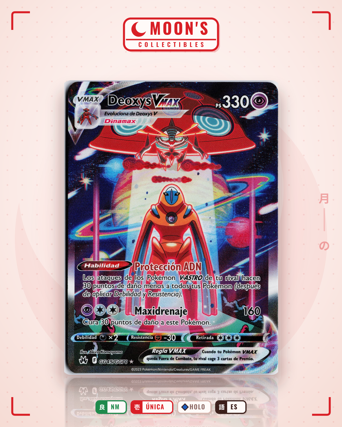Carta Pokémon Deoxys VMAX · Crown Zenith Galarian Gallery #GG45/GG70 (NM) — pieza única en Moon's Collectibles México