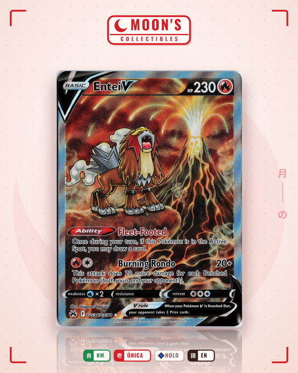 Carta Pokémon Entei V · Crown Zenith Galarian Gallery #GG36/GG70 (NM) — pieza única en Moon's Collectibles México