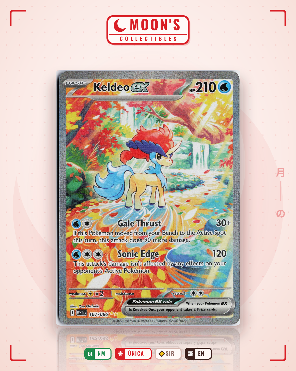 Carta Pokémon Keldeo ex · White Flare #167/086 (NM) — pieza única en Moon's Collectibles México
