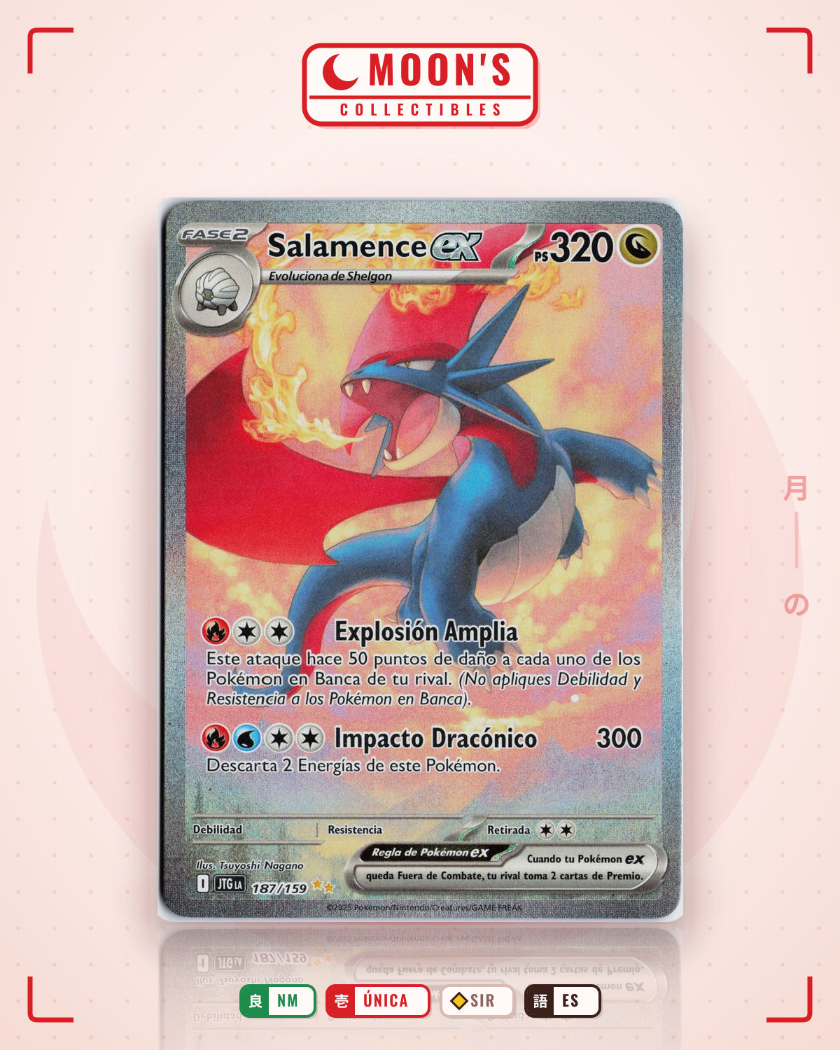Carta Pokémon Salamence ex · Journey Together #187/159 (NM) — pieza única en Moon's Collectibles México