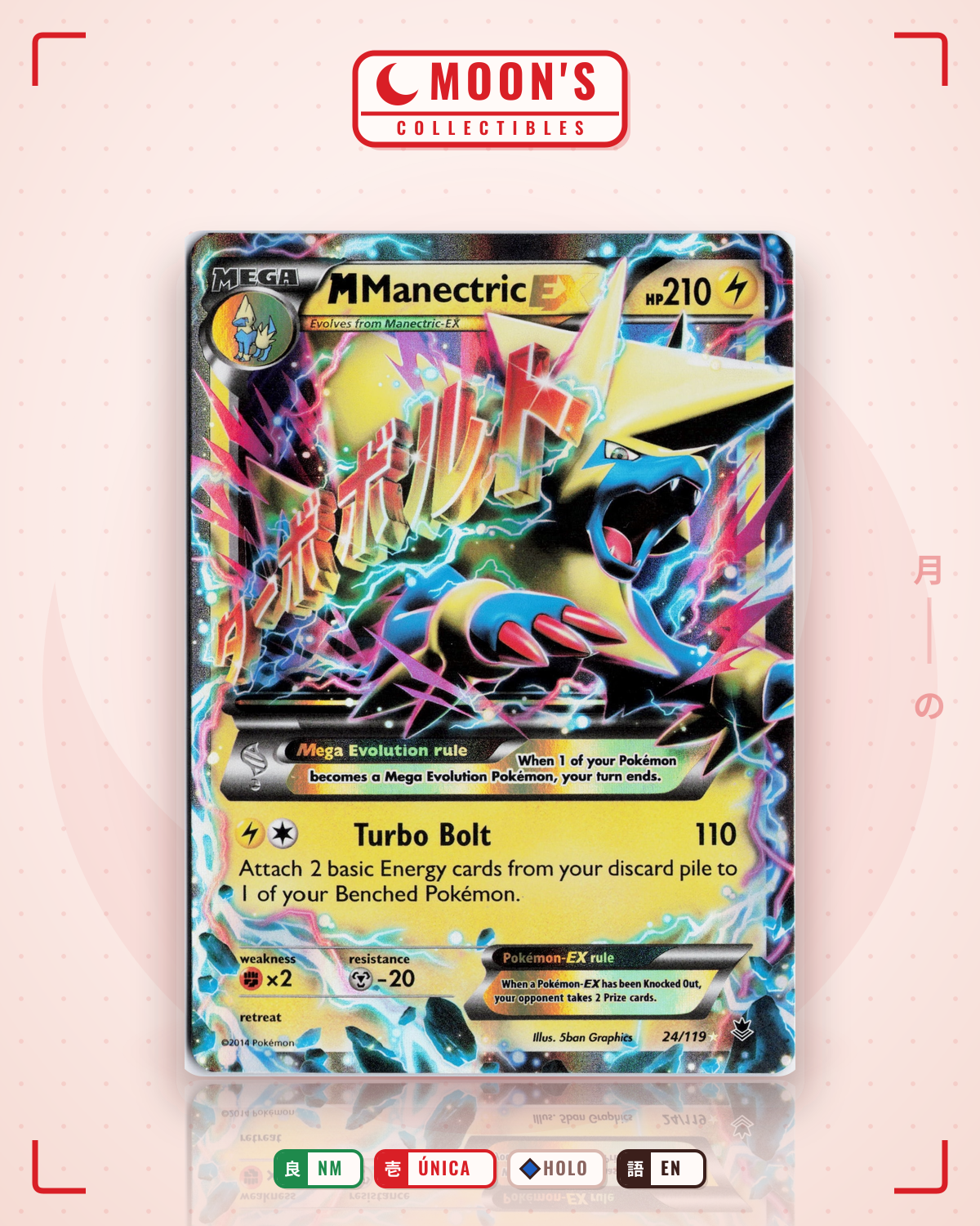Carta Pokémon M Manectric-EX · Phantom Forces #24/119 (NM) — pieza única en Moon's Collectibles México