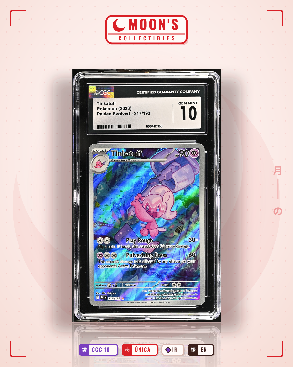Carta Pokémon Tinkatuff · Paldea Evolved #217/193 (CGC 10) — pieza única en Moon's Collectibles México