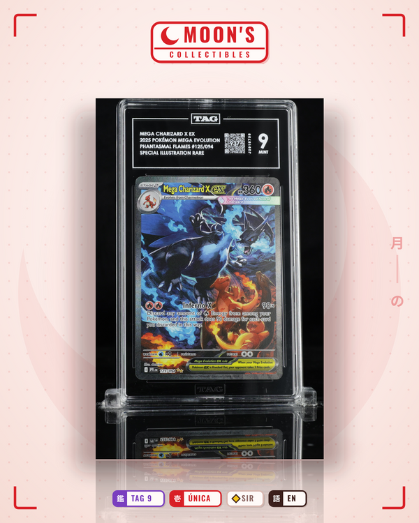 Carta Pokémon Mega Charizard X ex · Phantasmal Flames #125/094 (TAG 9) — pieza única en Moon's Collectibles México