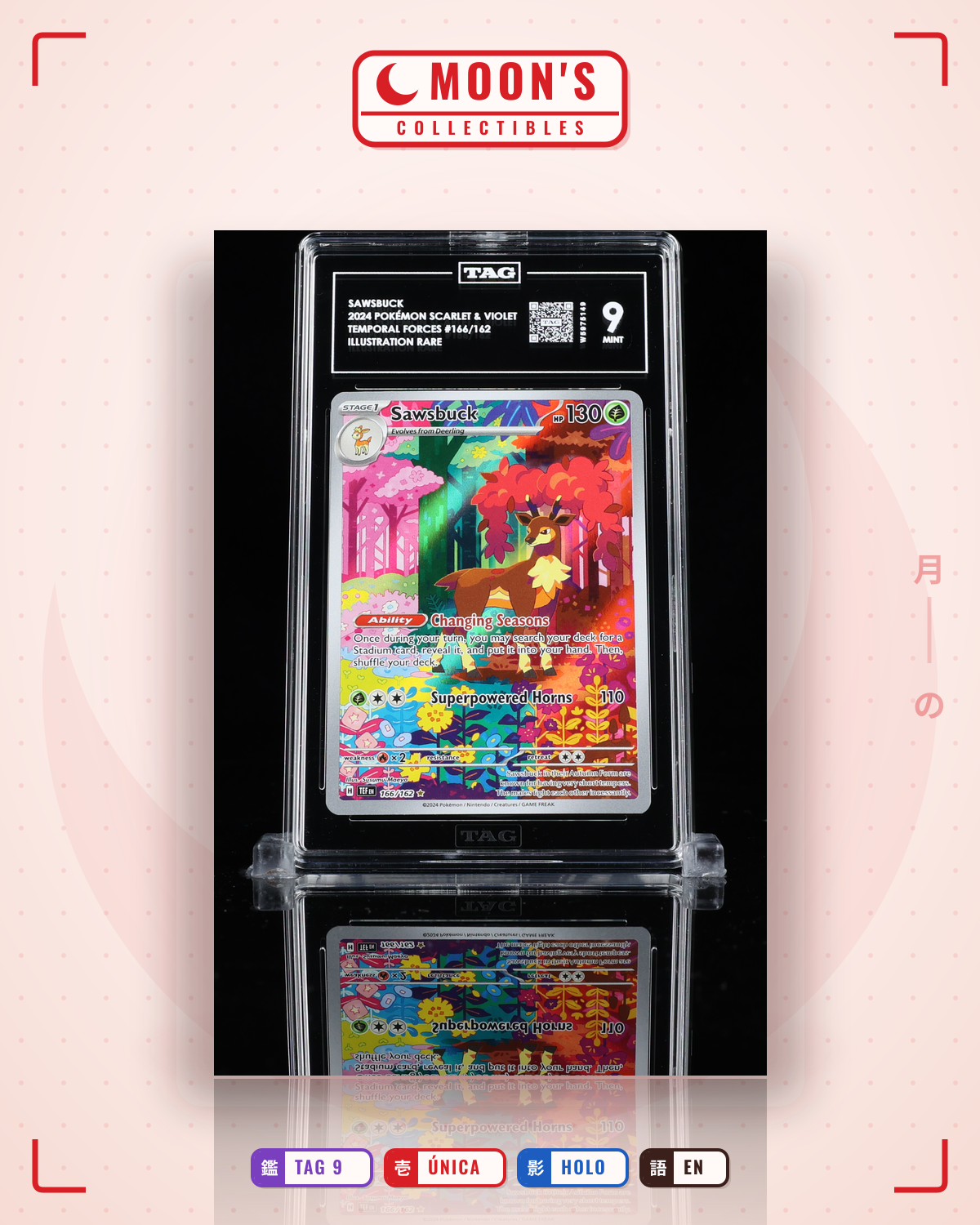 Carta Pokémon Sawbuck · Temporal Forces #166/162 (TAG 9) — pieza única en Moon's Collectibles México