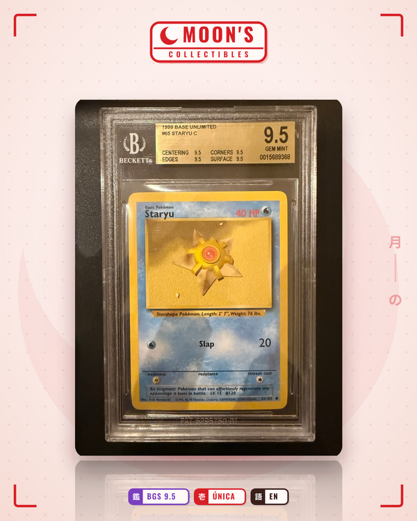 Carta Pokémon Staryu · Base #65/102 (BGS 9.5) — pieza única en Moon's Collectibles México