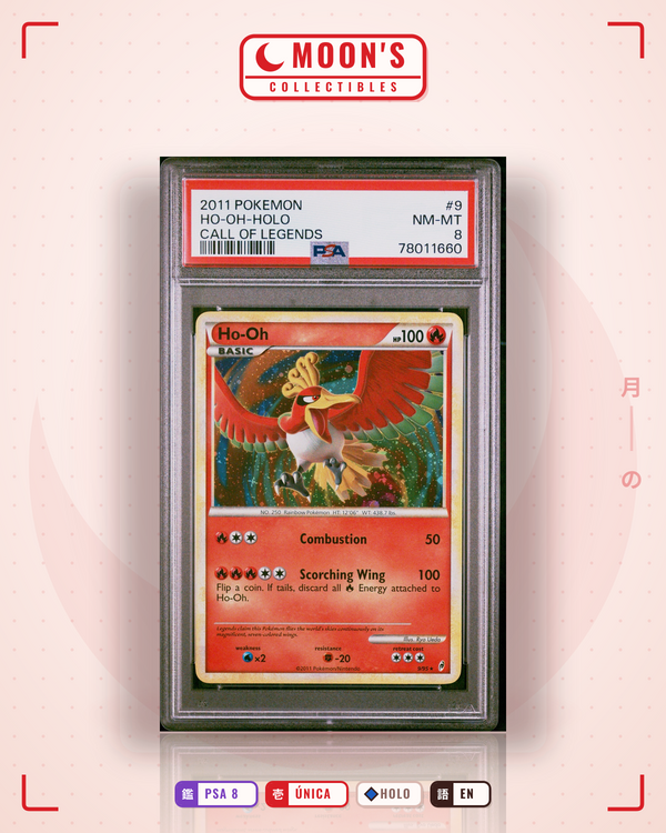Carta Pokémon Ho-Oh · Call of Legends #9/95 (PSA 8) — pieza única en Moon's Collectibles México