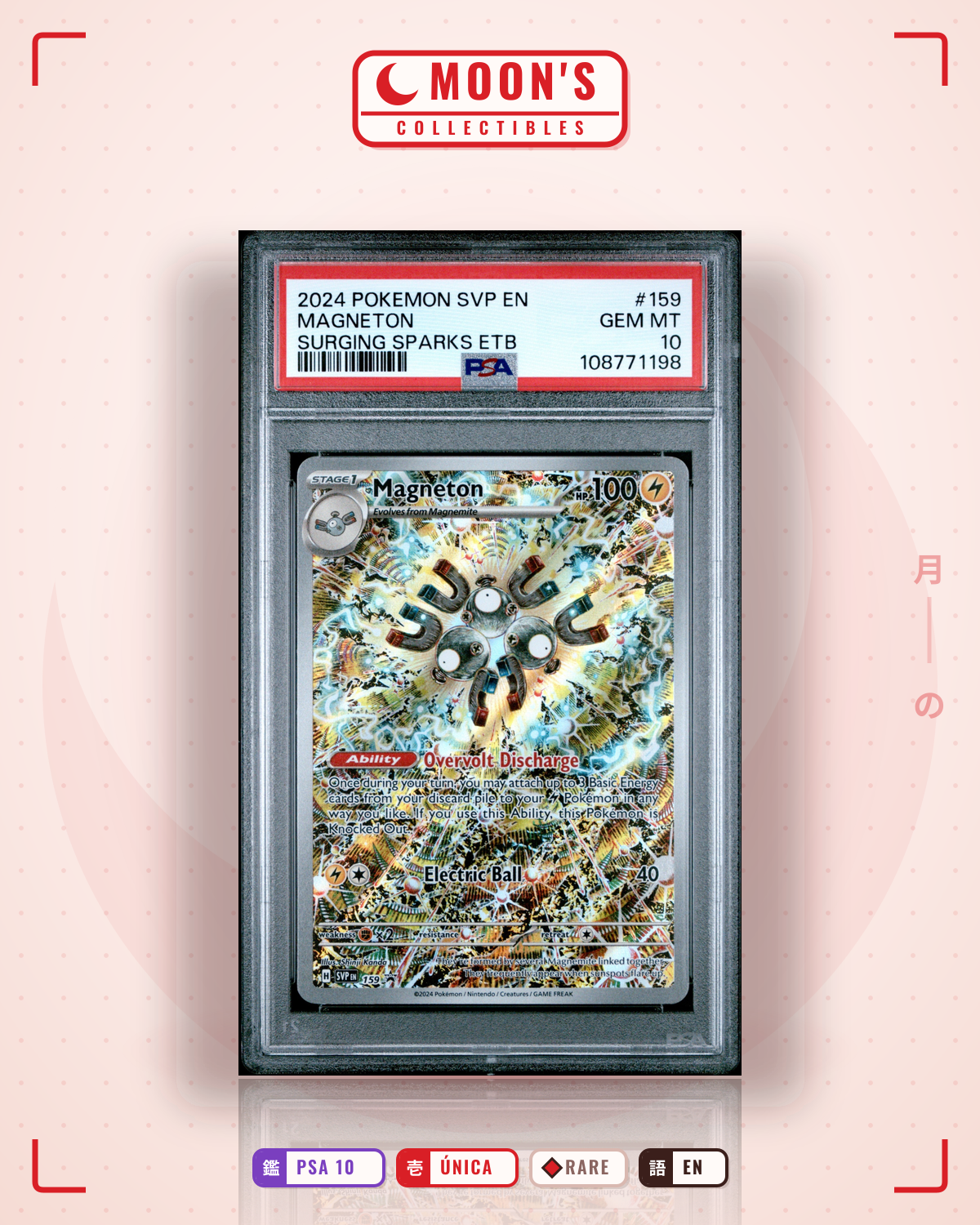 Carta Pokémon Magneton · Scarlet & Violet Black Star Promos #159 (PSA 10) — pieza única en Moon's Collectibles México