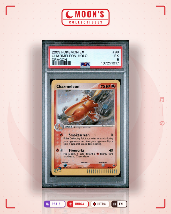 Carta Pokémon Charmeleon · Dragon #99/97 (PSA 5) — pieza única en Moon's Collectibles México