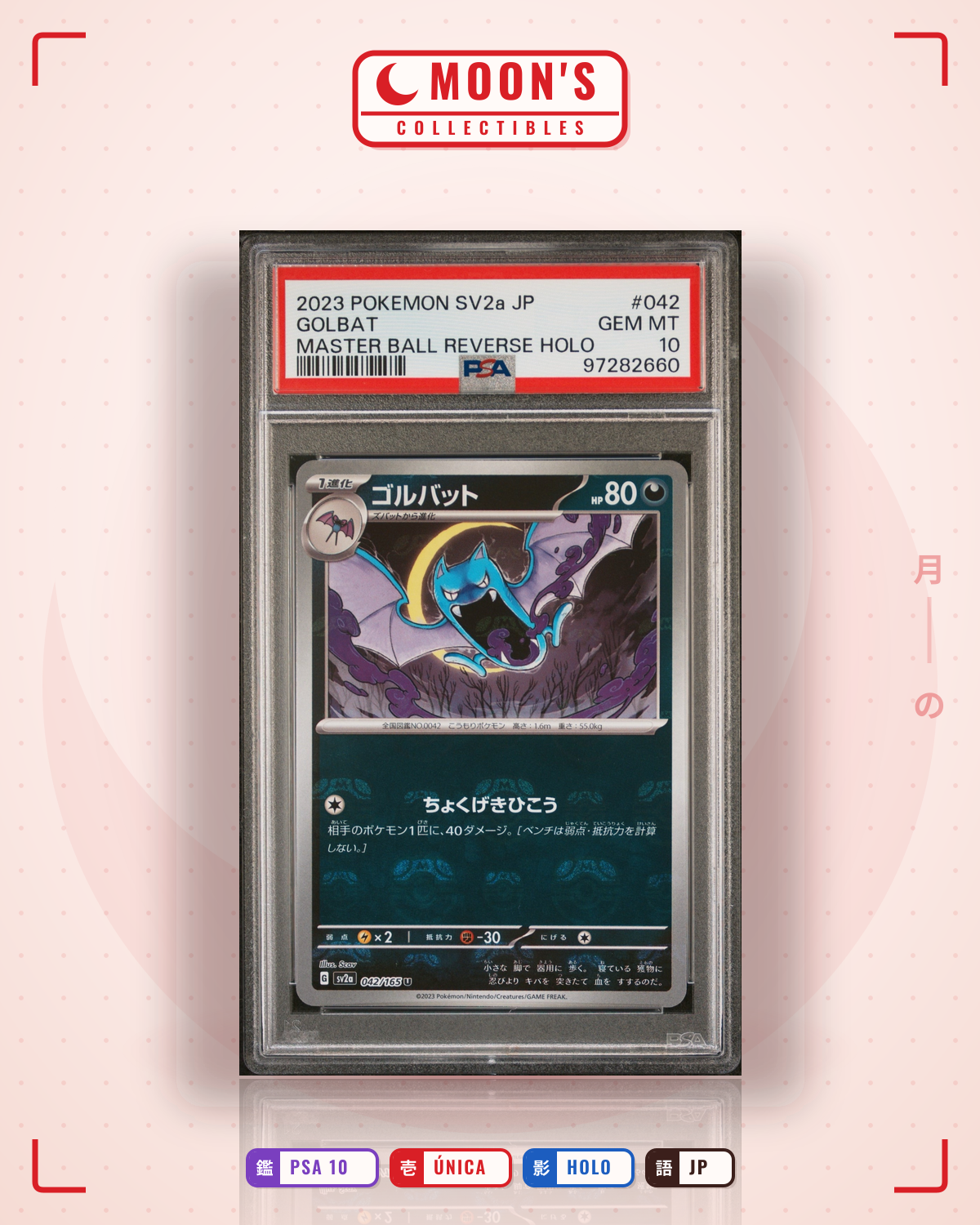 Carta Pokémon ゴルバット · ポケモンカード151 #042/165 (PSA 10) — pieza única en Moon's Collectibles México