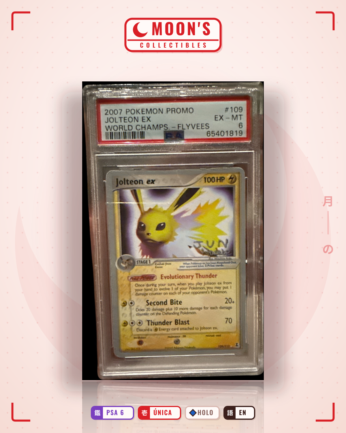 Carta Pokémon Jolteon ex · Delta Species #109/113 (PSA 6) — pieza única en Moon's Collectibles México