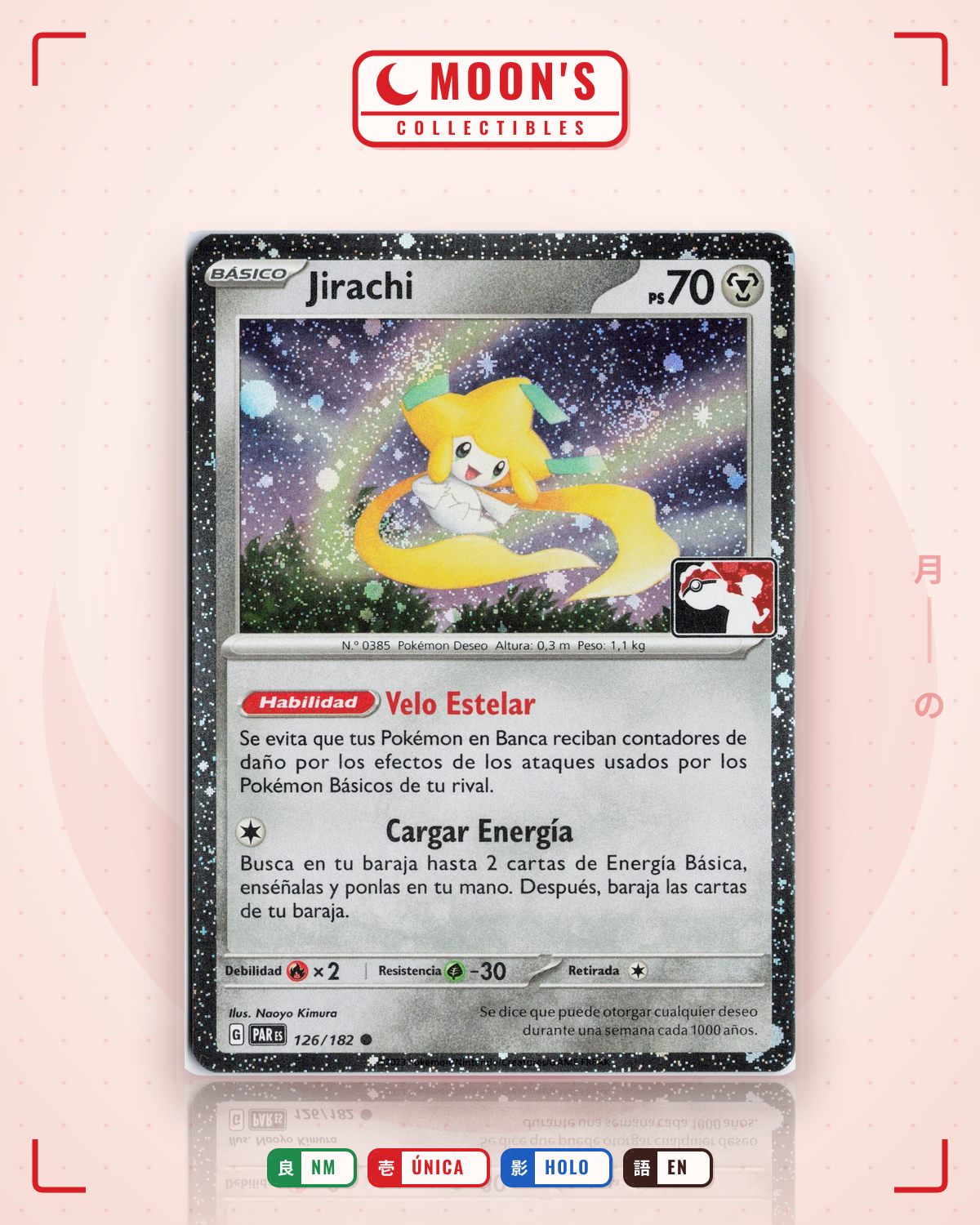 Carta Pokémon Jirachi · Paradox Rift #126/182 (NM) — pieza única en Moon's Collectibles México