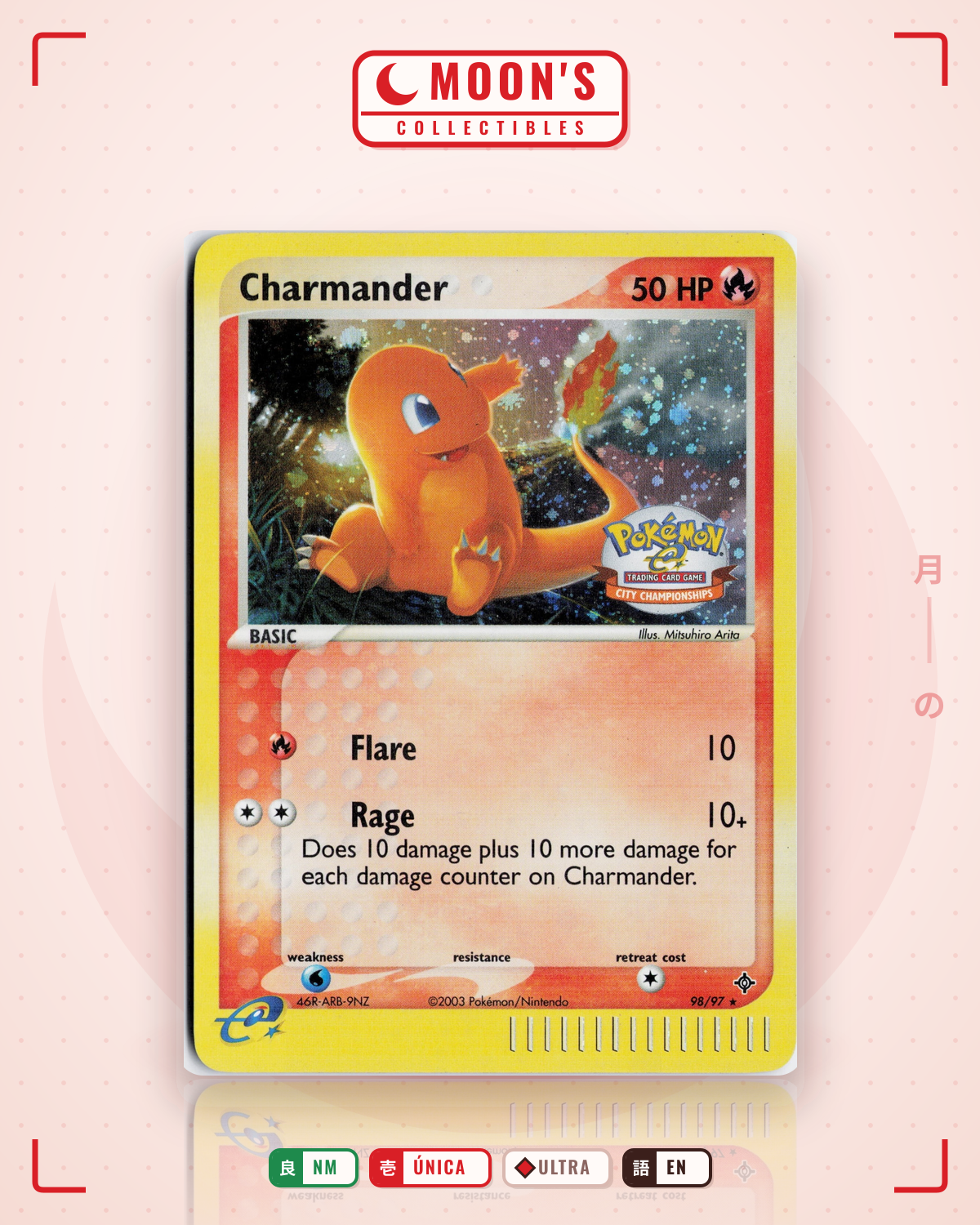 Carta Pokémon Charmander · Dragon #98/97 (NM) — pieza única en Moon's Collectibles México