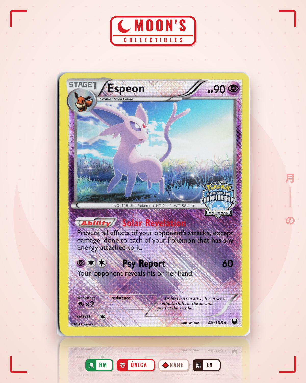 Carta Pokémon Espeon · Dark Explorers #48/108 (NM) — pieza única en Moon's Collectibles México