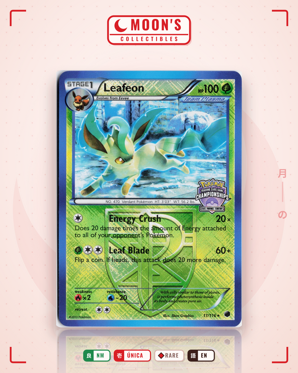 Carta Pokémon Leafeon · Plasma Freeze #11/116 (NM) — pieza única en Moon's Collectibles México