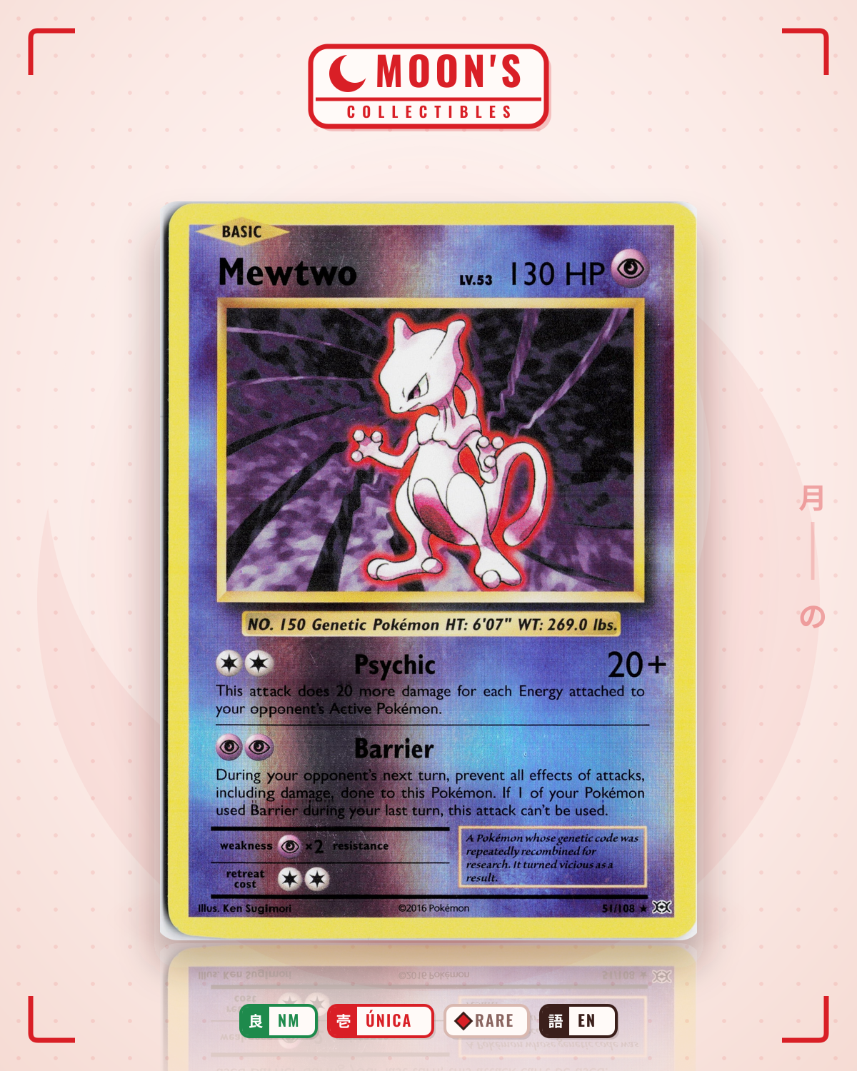 Carta Pokémon Mewtwo · Evolutions #51/108 (NM) — pieza única en Moon's Collectibles México