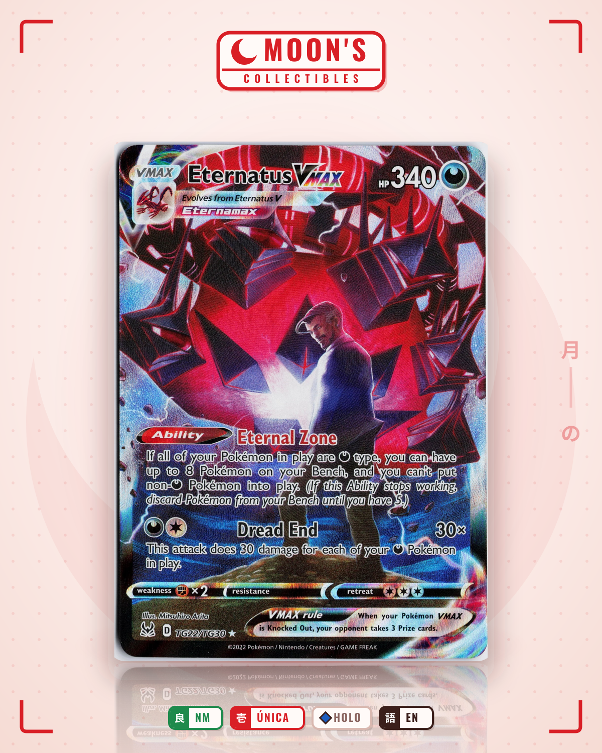 Carta Pokémon Eternatus VMAX · Lost Origin Trainer Gallery #TG22/TG30 (NM) — pieza única en Moon's Collectibles México