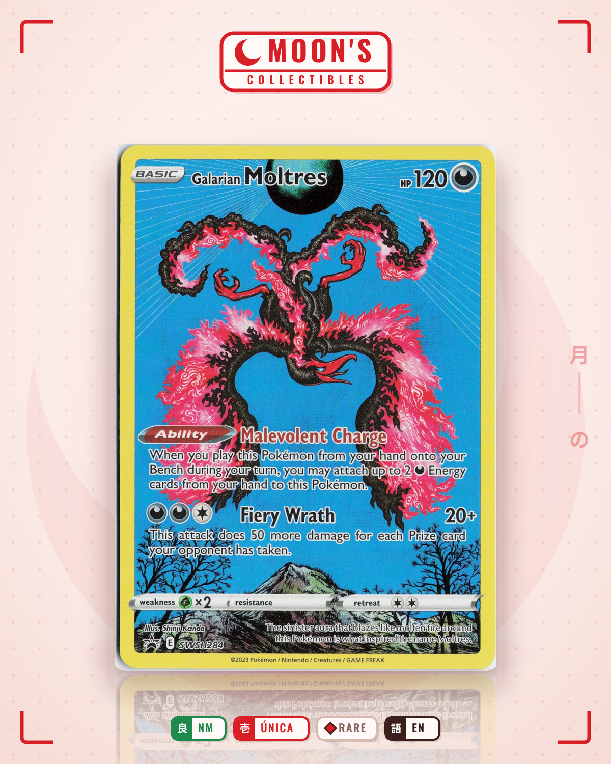 Carta Pokémon Galarian Moltres · SWSH Black Star Promos #SWSH125 (NM) — pieza única en Moon's Collectibles México