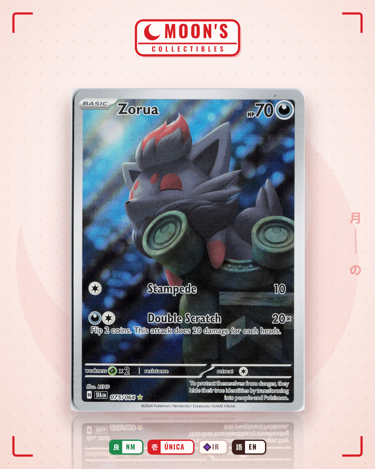 Carta Pokémon Zorua · Shrouded Fable #075/064 (NM) — pieza única en Moon's Collectibles México