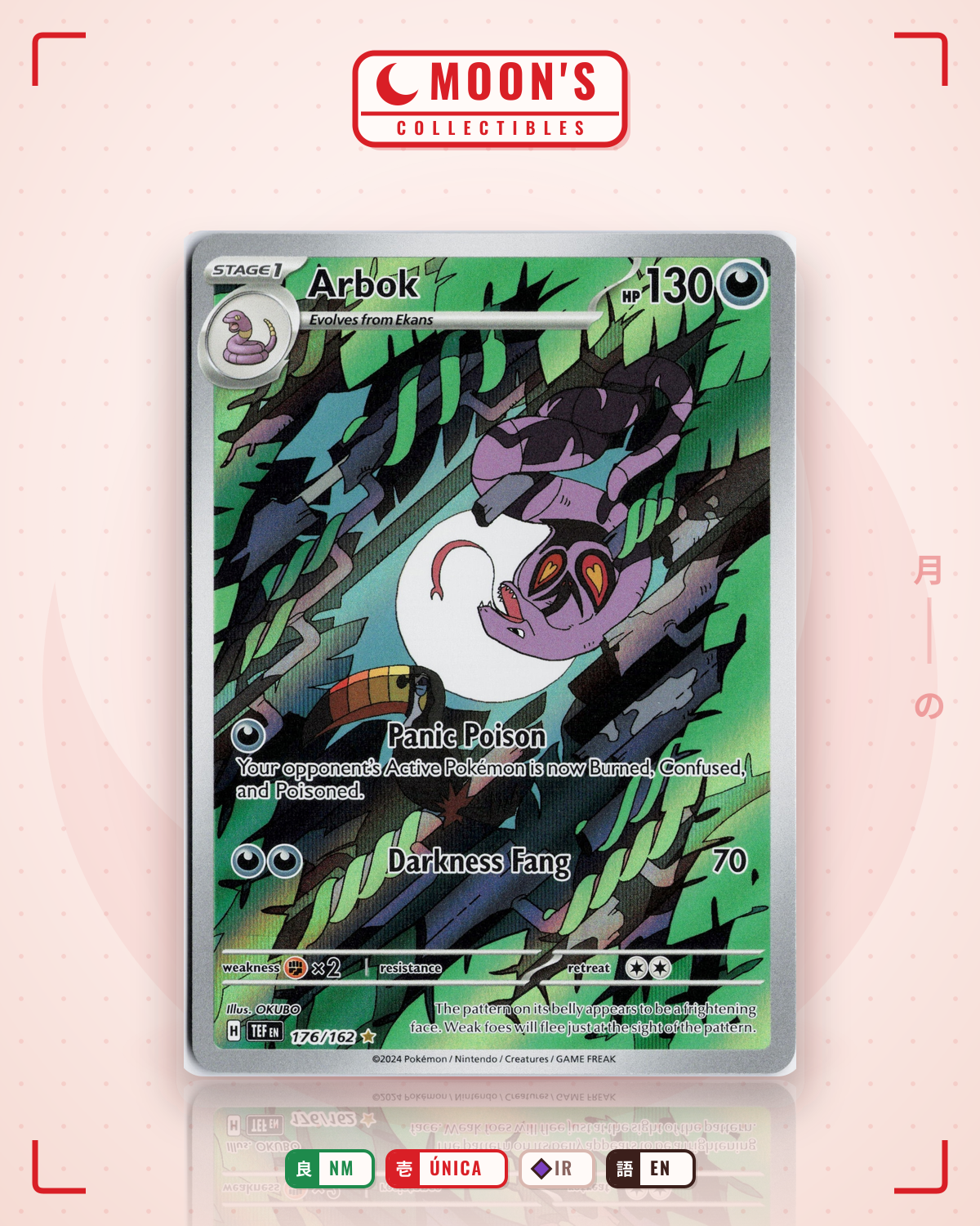 Carta Pokémon Arbok · Temporal Forces #176/162 (NM) — pieza única en Moon's Collectibles México