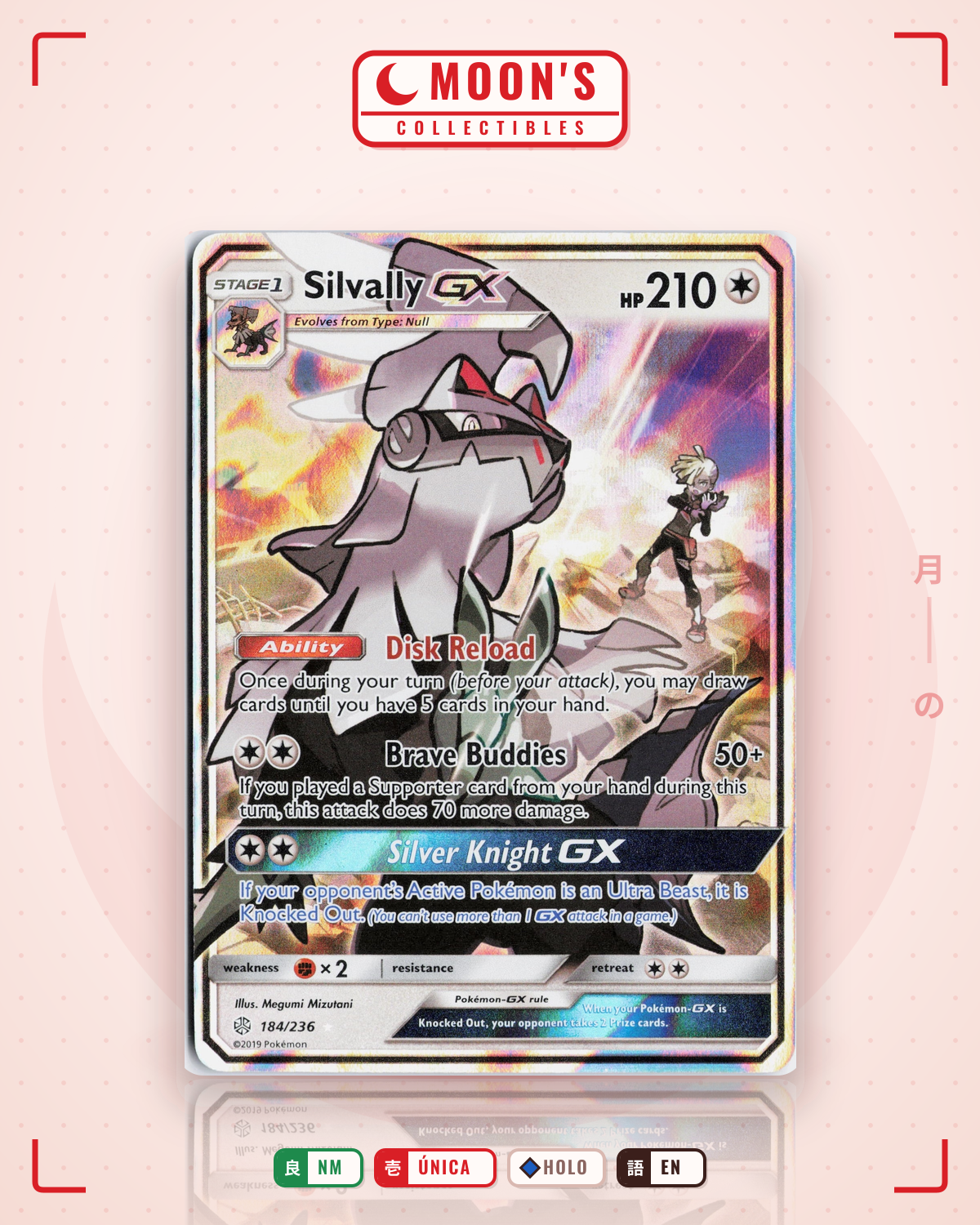 Carta Pokémon Silvally-GX · Cosmic Eclipse #184/236 (NM) — pieza única en Moon's Collectibles México