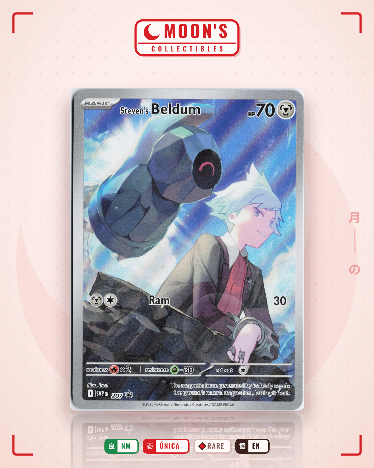 Carta Pokémon Steven's Beldum · Scarlet & Violet Black Star Promos #207 (NM) — pieza única en Moon's Collectibles México