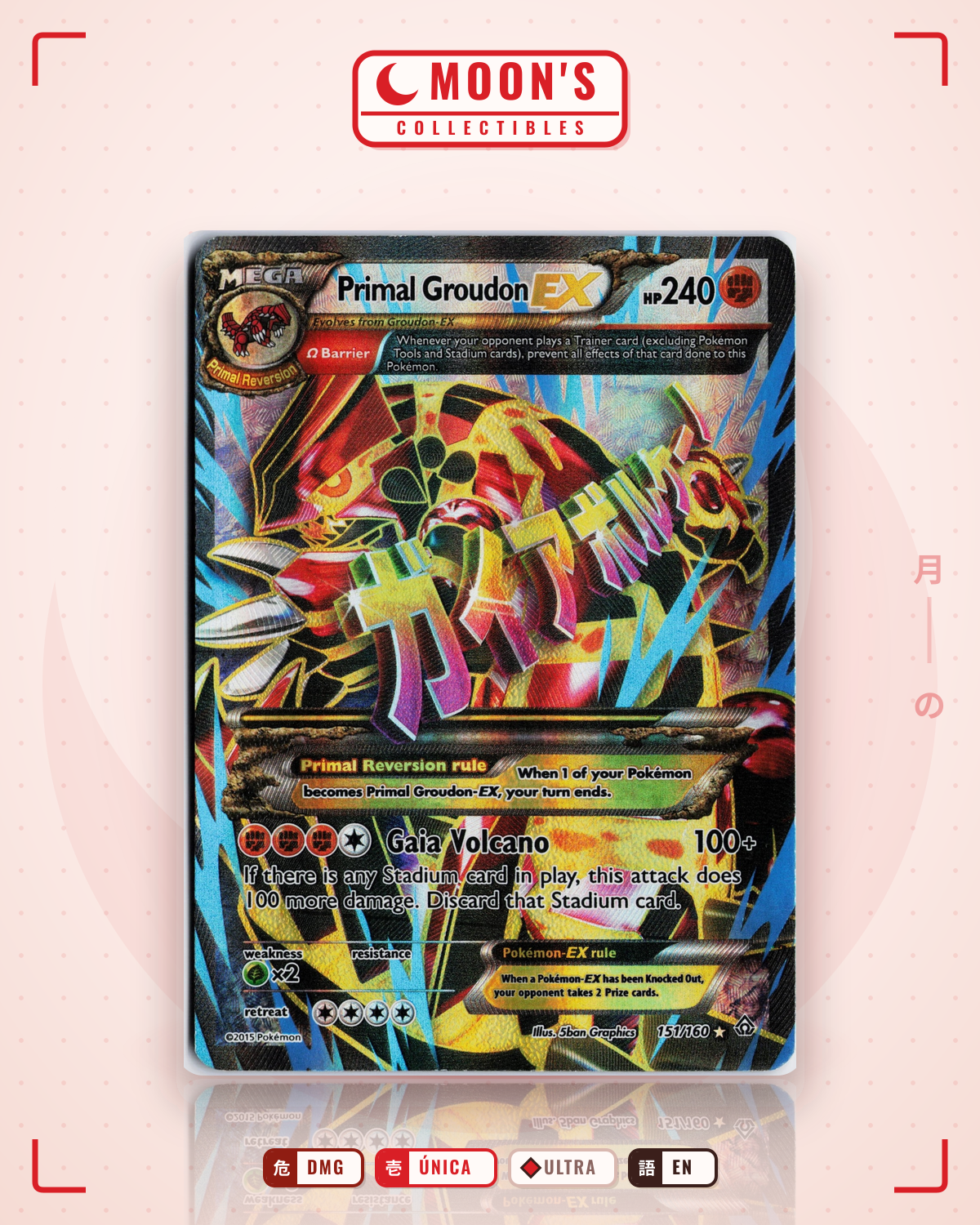 Carta Pokémon Primal Groudon-EX · Primal Clash #151/160 (DMG) — pieza única en Moon's Collectibles México