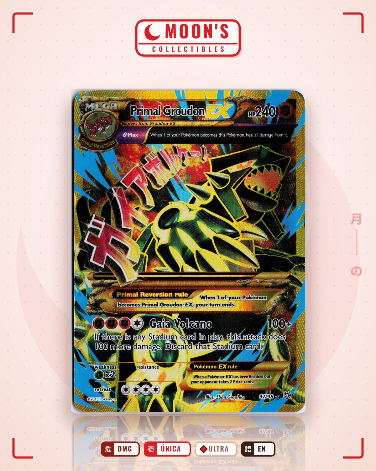 Carta Pokémon Primal Groudon-EX · Ancient Origins #97/98 (DMG) — pieza única en Moon's Collectibles México