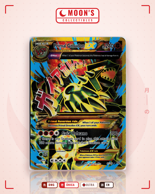 Carta Pokémon Primal Groudon-EX · Ancient Origins #97/98 (DMG) — pieza única en Moon's Collectibles México