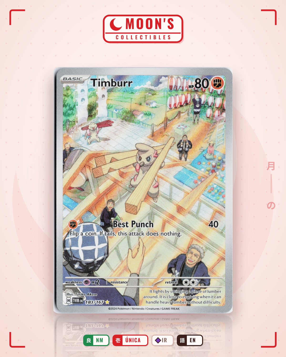 Carta Pokémon Timburr · Twilight Masquerade #183/167 (NM) — pieza única en Moon's Collectibles México