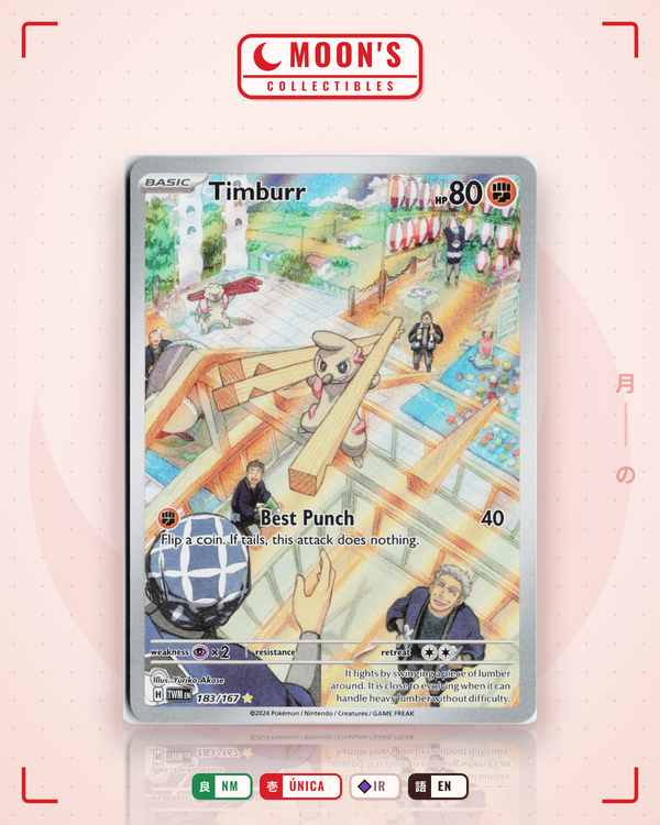 Carta Pokémon Timburr · Twilight Masquerade #183/167 (NM) — pieza única en Moon's Collectibles México