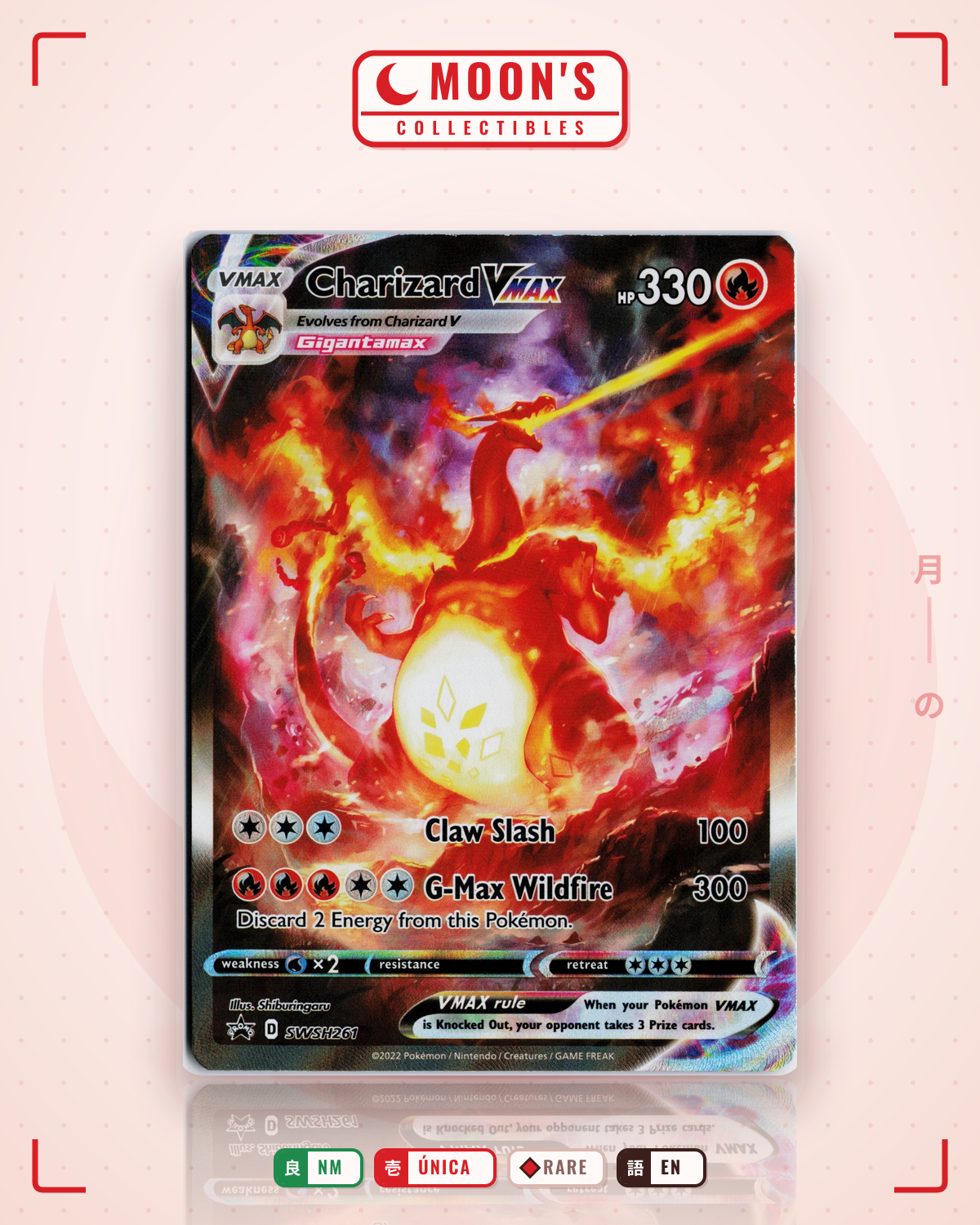 Carta Pokémon Charizard VMAX · SWSH Black Star Promos #SWSH261 (NM) — pieza única en Moon's Collectibles México