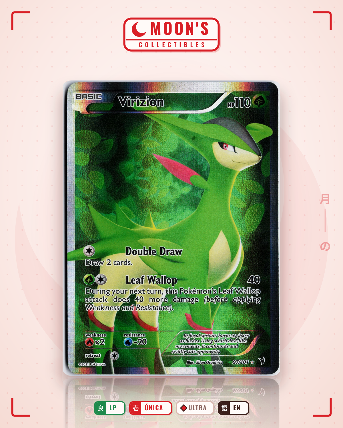 Carta Pokémon Virizion · Noble Victories #97/101 (LP) — pieza única en Moon's Collectibles México